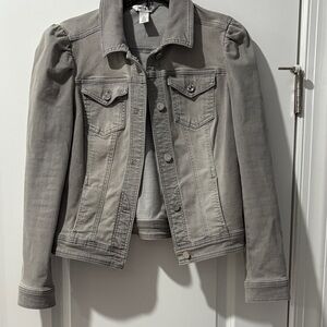White House Black Market Light Gray Jean Jacket